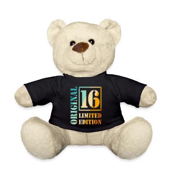 16e anniversaire Garçon Fille Adolescent Original 16 - Nounours - noir - Devant
