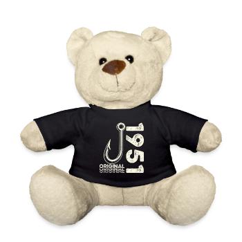 75th Birthday Gift Angler Fishing Man 1951 - Teddy Bear - black - Front