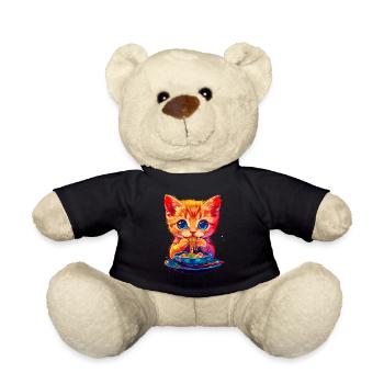 Motif de chat mignon avec des nouilles - Nounours - noir - Devant