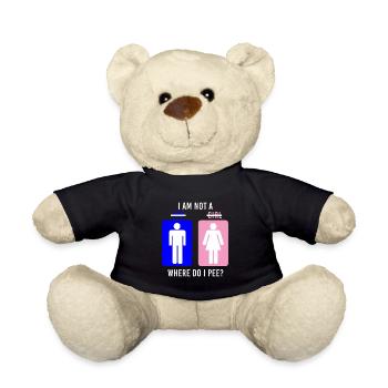 Non-Binary Where Do I Pee Gender Identity Graphic - Teddy Bear - black - Front