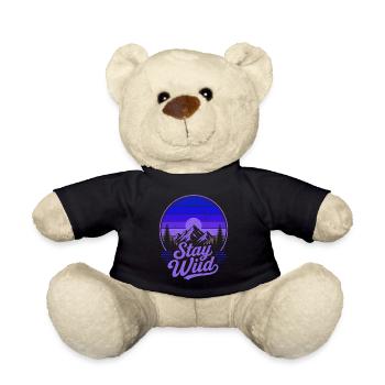 Stay Wild Retro Berge Vintage Sonnenuntergang - Teddy - Schwarz - Vorne