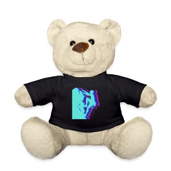 Glitch Art Climber Silhouette Modern - Teddy Bear - black - Front