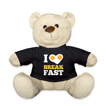 Ich liebe Frühstücks-Spiegelei-Herz - Teddy - Schwarz - Vorne