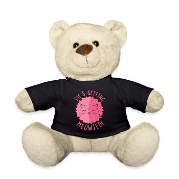 She's Getting Meowied Cat Bridal Pun - Teddy Bear - black - Front