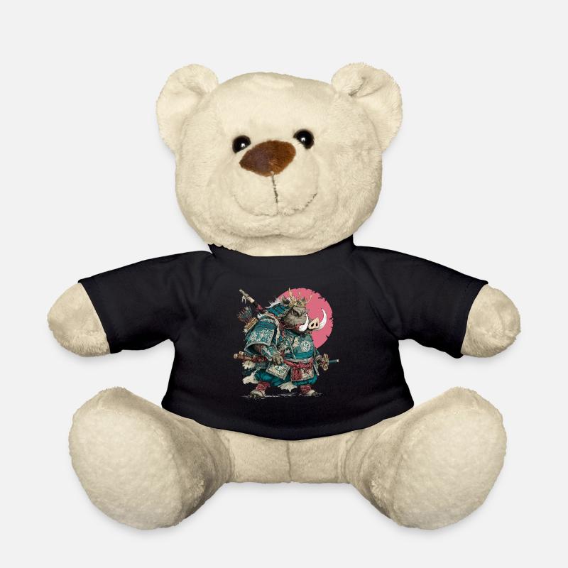 Boar Samurai in Teal Armor - Teddy Bear - black