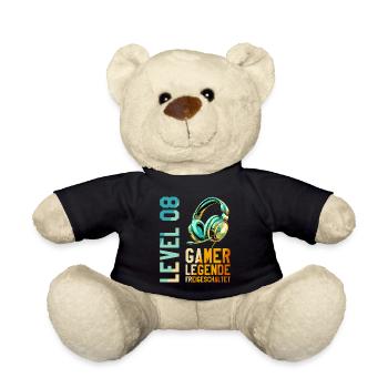8. Geburtstag Junge Mädchen Gaming Level 8 Jahre - Teddy - Schwarz - Vorne