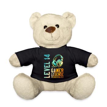 14. Geburtstag Junge Mädchen Gaming Level 14 Jahre - Teddy - Schwarz - Vorne