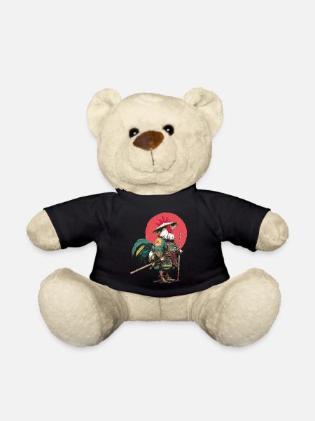 Rooster Samurai in Armour - Teddy Bear - black