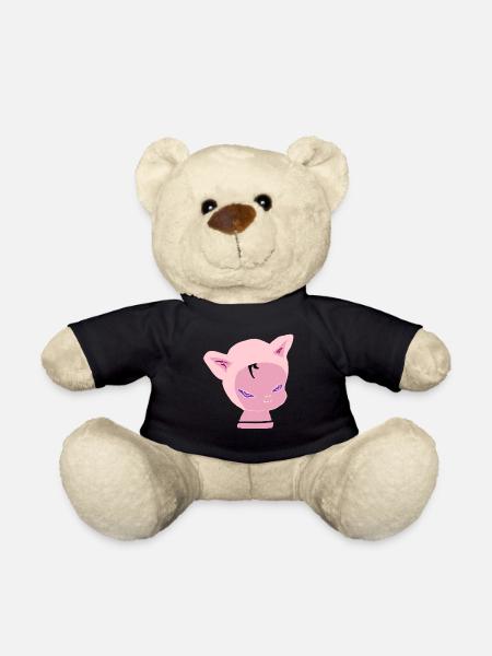 Pink Cat Kopf: Neon-Lila Blick - Teddy - Schwarz
