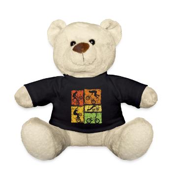 BMX Biker Graphic - Retro Style Stunts - Teddy Bear - black - Front
