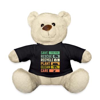 Environmental Heroes: Save Rescue Recycle Plant Clean - Teddy Bear - black - Front