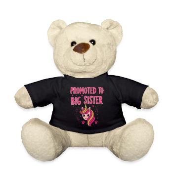 Promoted To Big Sister Gender Reveal Baby Shower - Teddy Bear - black - Front