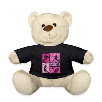Les mouvements du badminton dans un style vintage avec le badminton - Nounours - noir - Devant