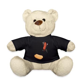 Hot Dog, Sausages, BBQ, Grilling, Griller - Teddy Bear - black - Front