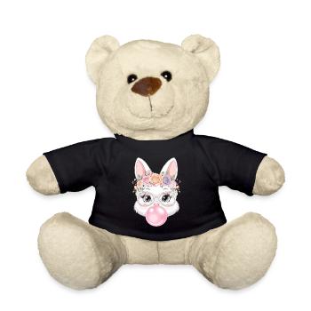 Flower wreath bunny with glasses - Teddy Bear - black - Front