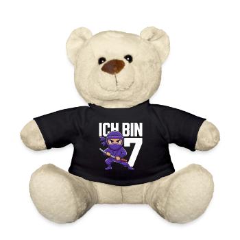 Ich bin 7 siebter Geburtstag Ninja - Teddy Bear - black - Front