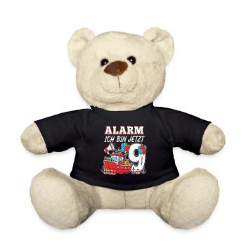 Alarm Ich Bin Jetzt 9 Feuerwehr Geburtstag - Teddy - Schwarz - Vorne