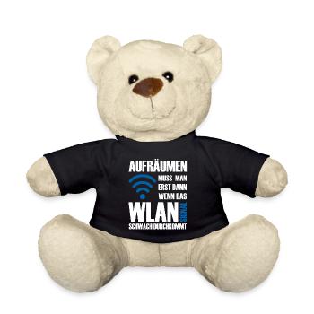 Aufräumen muss man wenn das Wlan schwach kommt - Teddy - Schwarz - Vorne