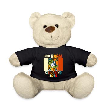Schulanfang 2026 Einschulung Junge Mädchen Kita - Teddy - Schwarz - Vorne