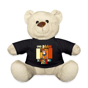 Schulanfang 2026 Einschulung Junge Mädchen Kita - Teddy - Schwarz - Vorne