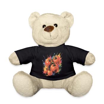 Tomato on the Vine, mehrfarbiges Gemüse, Splash Art - Teddy - Schwarz - Vorne