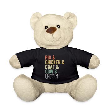 Schwein, Huhn, Ziegen, Kuh, Einhorn, Snillfarm - Teddy - Schwarz - Vorne
