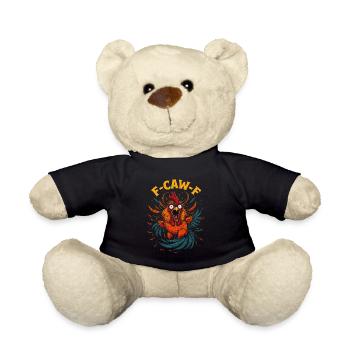 Funny F-Caw-F Chicken Rooster Meme - Teddy Bear - black - Front
