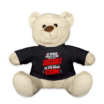 Humour Asocial Homme – Cadeau Drôle et Sarcastique - Nounours - noir - Devant