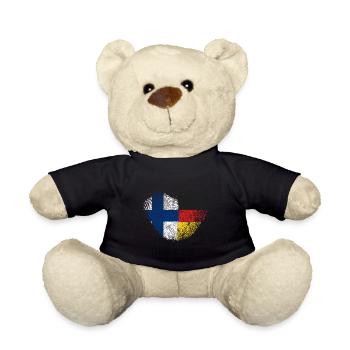 Finnland Fingerabdruck für stolze Deutsch-Finnen - Teddy - Schwarz - Vorne