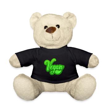 Green Leaf Design for Proud Vegans - Teddy Bear - black - Front