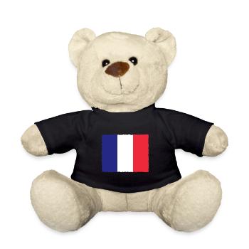 France Flag Distressed Look French Flag - Teddy Bear - black - Front