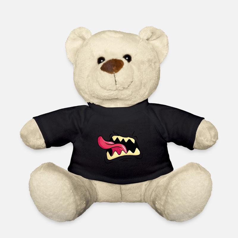 Scream monster mouth teeth tongue - Teddy Bear - black