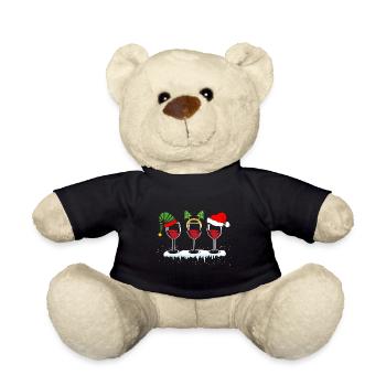 Weinglas Weihnachtsmütze Weintrinker Xmas - Teddy - Schwarz - Vorne