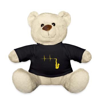 Saxophonist Saxophon Herzschlag Blechbläser EKG Pu - Teddy - Schwarz - Vorne