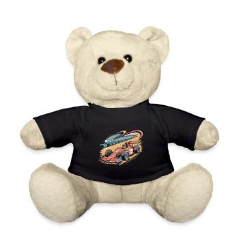 Thème de la voiture de course du 4e anniversaire pour les garçons - Nounours - noir - Devant