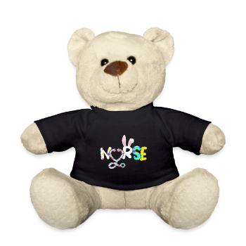 Nurse Rabbit Ear Stethoscope Happy Easter - Teddy Bear - black - Front