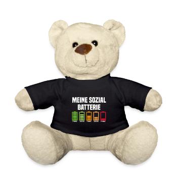 Meine Sozial Batterie Lustige Sprüche - Teddy - Schwarz - Vorne