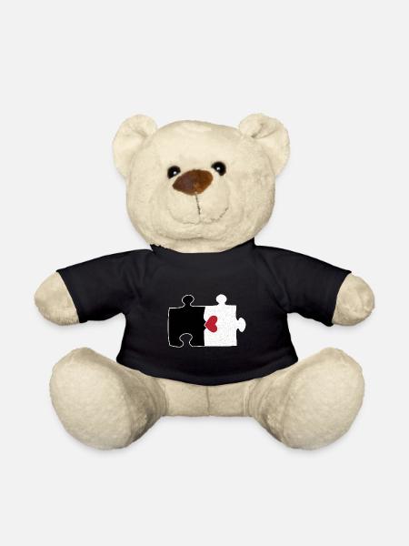 Schwarzes und weißes Puzzle-Design für Puzzle-Fans - Teddy - Schwarz