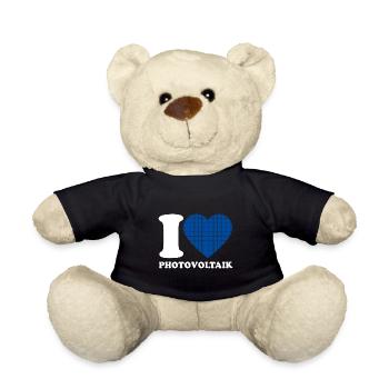 I Love Photovoltaik - Herz - Erneuerbare Energie - Teddy - Schwarz - Vorne