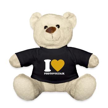 I Love Photovoltaik - Herz - Erneuerbare Energie - Teddy - Schwarz - Vorne