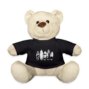 Surfboard Summer Beach Surfer Surfboard - Teddy Bear - black - Front