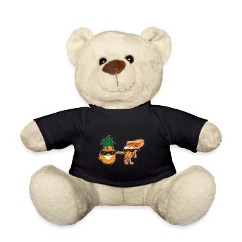pizza and pineapple cartoon design - Teddy Bear - black - Front