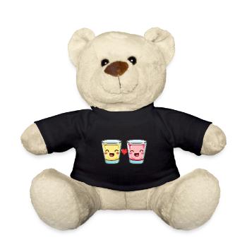 Tequila Shots Short Couple Heart Comic - Teddy Bear - black - Front