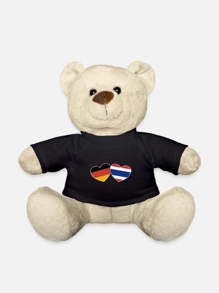 Deutsch Thailändische Freundschaft -- Geschenk - Teddy - Schwarz