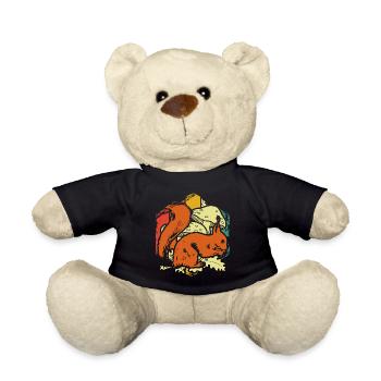 Squirrel autumn mushrooms - Teddy Bear - black - Front
