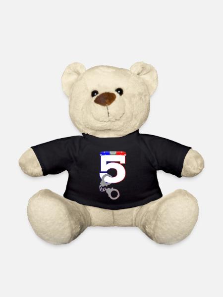 Kinder 5.Geburtstag Polizist Shirt 5 Jahre Polizei - Teddy - Schwarz