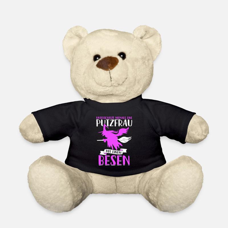 Putzfrau Putzfee Gebäudereiniger lustiger Spruch - Teddy - Schwarz