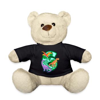 Dinosaurier 6. Geburtstagsparty Nummer 6 - 6 Jahre - Teddy - Schwarz - Vorne