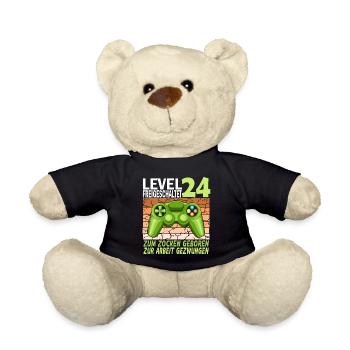 24. Geburtstag Gamer zur Arbeit gezwungen - Teddy - Schwarz - Vorne