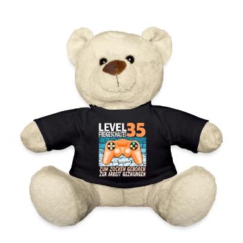 35. Geburtstag Gamer zur Arbeit gezwungen - Teddy - Schwarz - Vorne